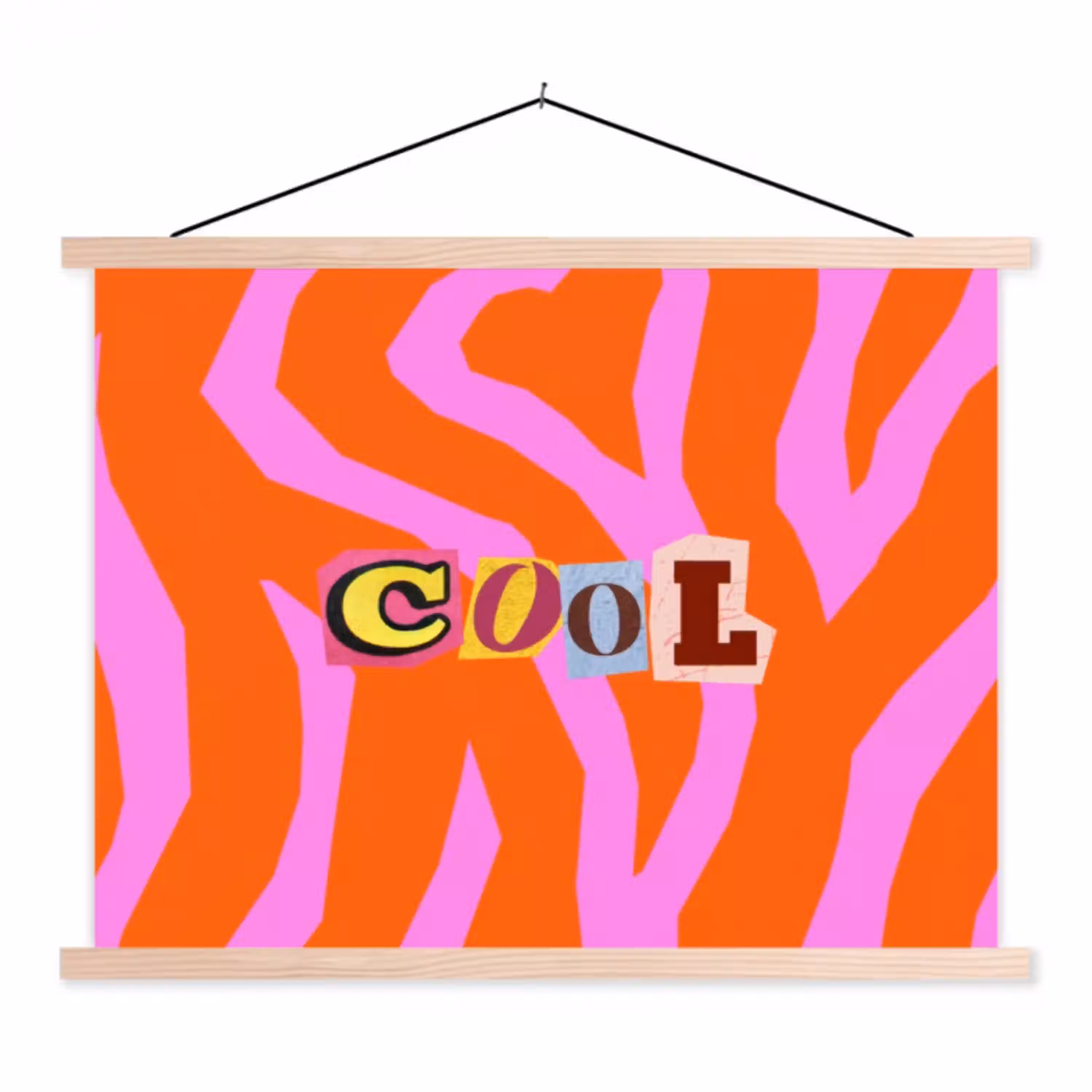 Zebraprint - Grafisch - COOL - Oranje textielposter latten blank klein -3d