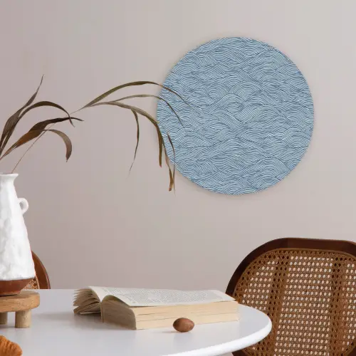 Golven - Ritmisch - Blauw Akoestische PET Vilt - Rond klein 838 -sfeer3