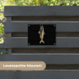 Goud - Vis - Haak - Zwart tuinposter los doek klein -sfeer3