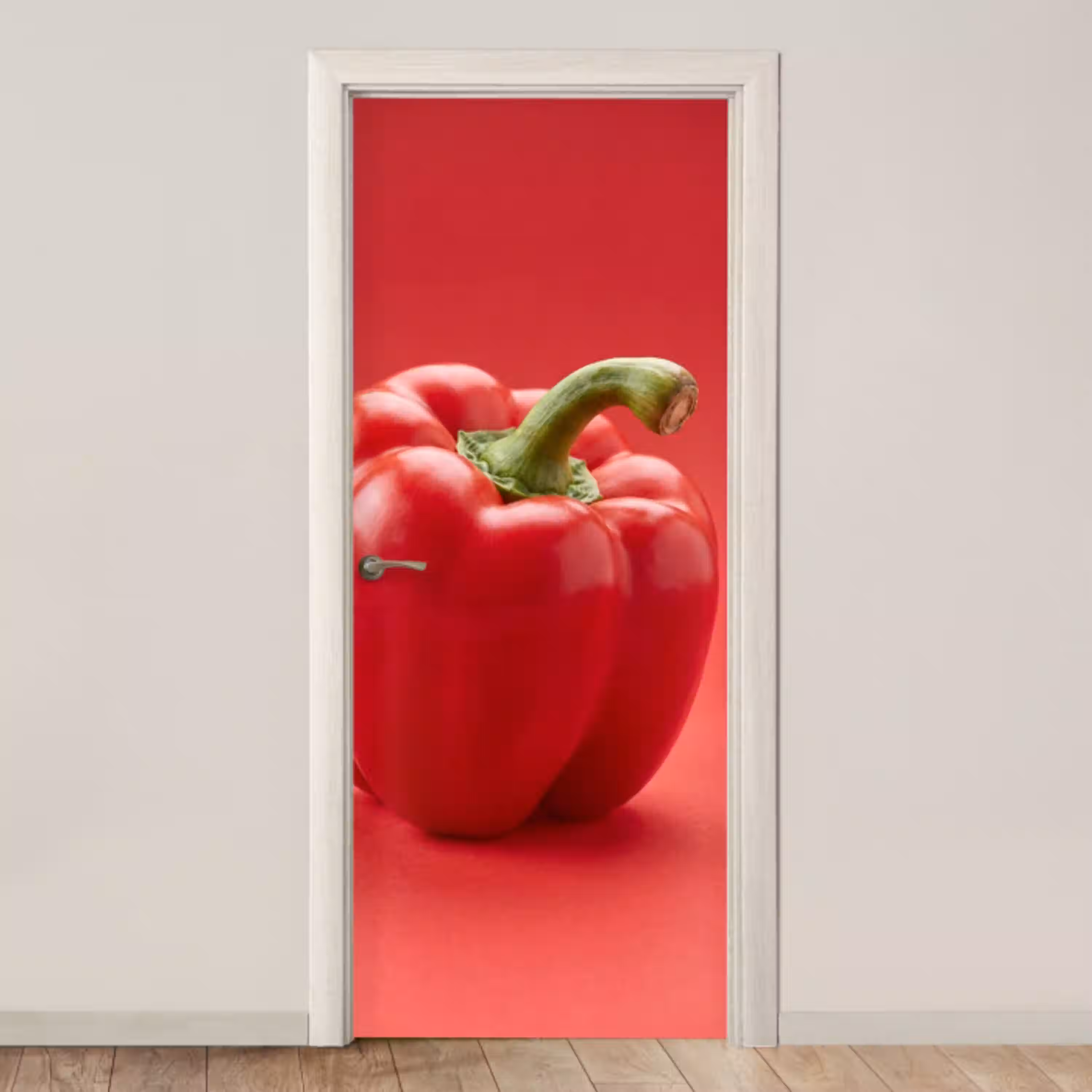 Eten - Paprika - Rood deurposter klein -3d_beige
