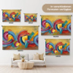 Abstract - Cirkels - Schilderij - Kleurrijk - Dynamisch Wandkleed katoen klein -tsfeer8_DE
