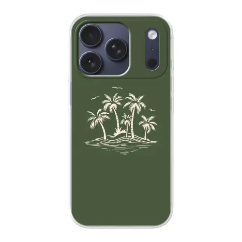 Palmbomen - Strand - Groen - Beige - Tropisch Telefoonhoesje iPhone 17 Pro klein -3d