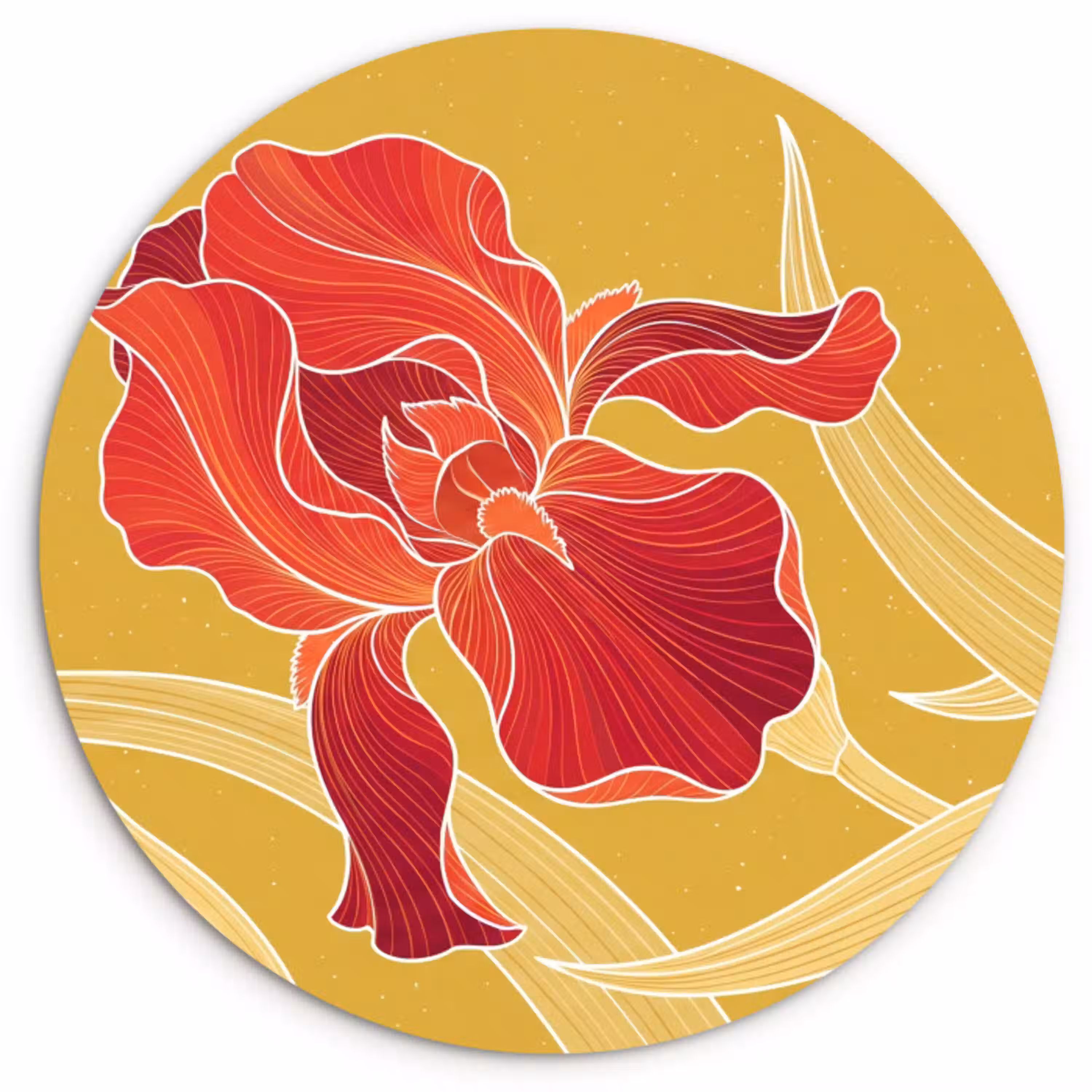 Bloemen - Illustratie - Rood Wandcirkel plexiglas klein -3d