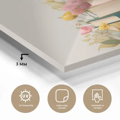 Boeken - Stapel - Bloemen - Kleurrijk plexiglas 5mm klein -sfeer2