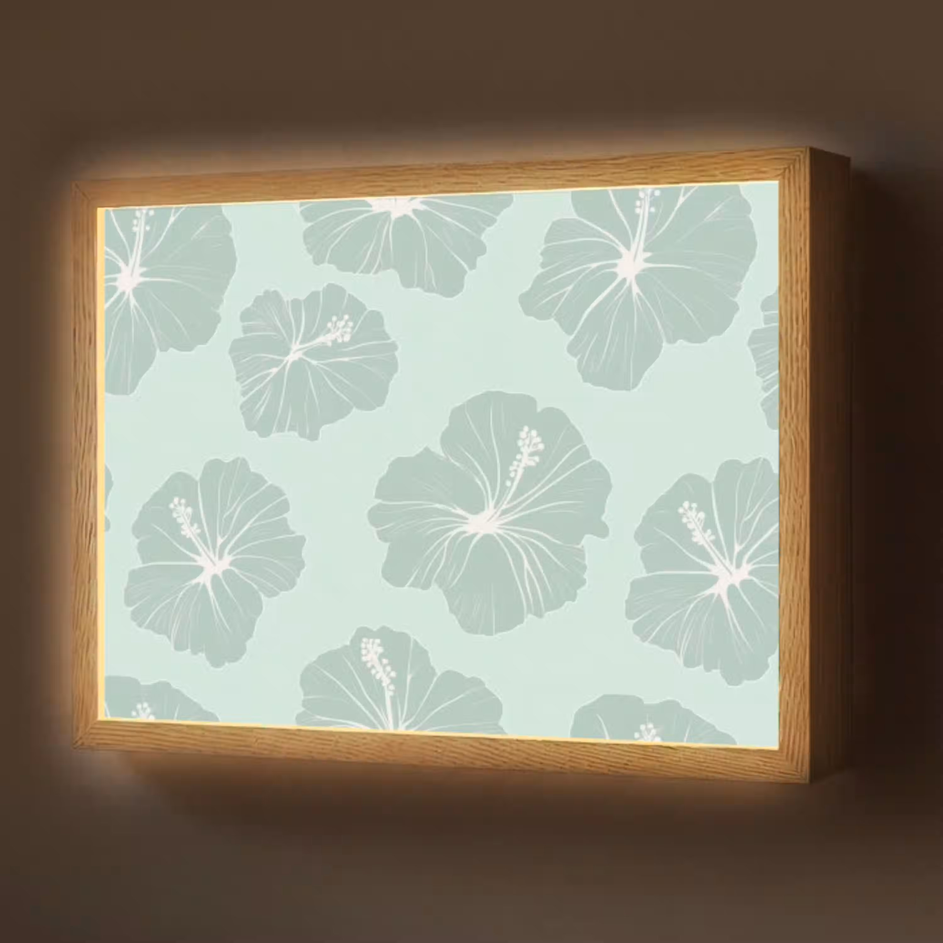 Bloemen - Hibiscus - Mint Light Box met batterij (Wandlamp) middel 907 -z3d_website