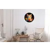 Kat - Eten - Patat - Graffiti - Abstract Wandcirkel aluminium klein -woonkamer