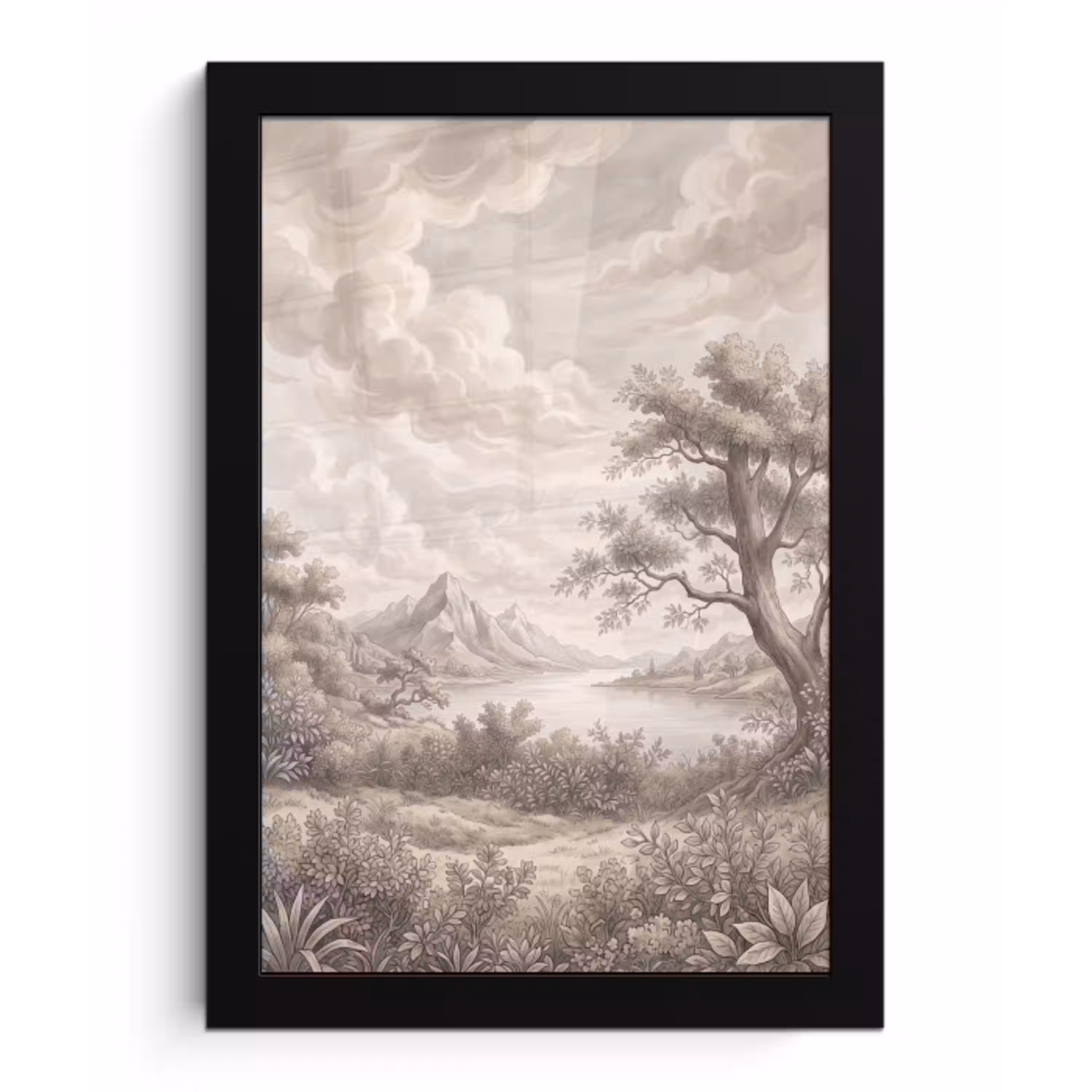 Landschap - Bergen - Meer - Natuur fotolijst zwart zonder passe partout klein -3d