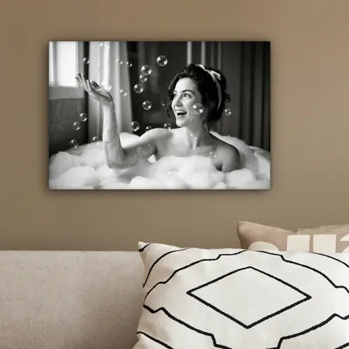 Bad - Bubbels - Zwart - Wit canvas 2cm klein -sfeer3