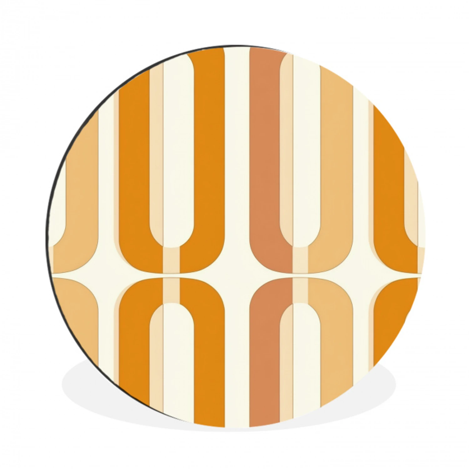 U-vorm - Retro - Oranje Wandcirkel aluminium klein 190 -3d