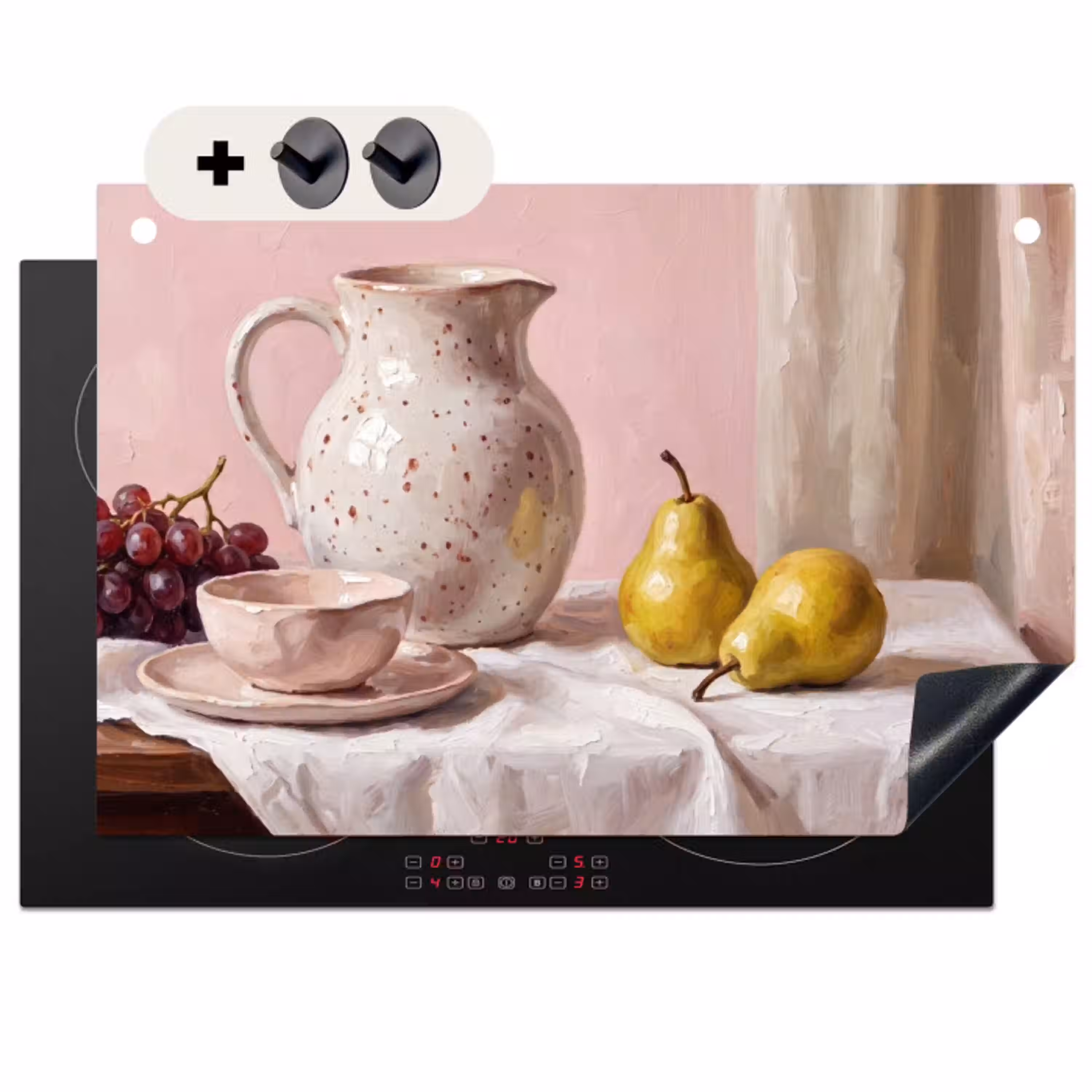 Stilleven - Fruit - Roze Inductie beschemer met haakjes klein -3d