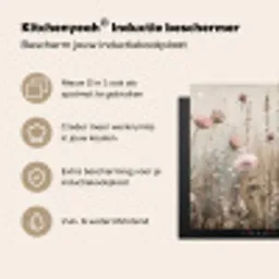 Bloemen - Roze - Modern - Beige Inductie beschermer vinyl 3mm middel -zzzzzzusp-haakje_NL