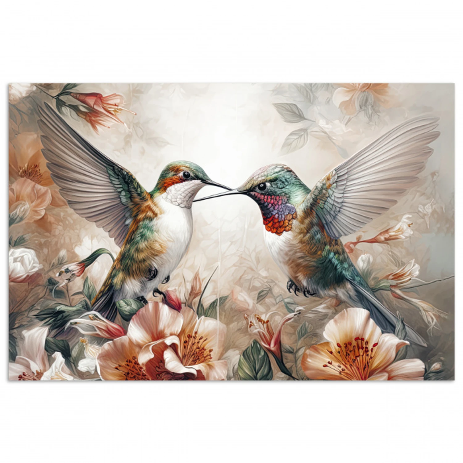 Kolibrie - Vogels - Bloemen - Natuur poster papier klein -3d