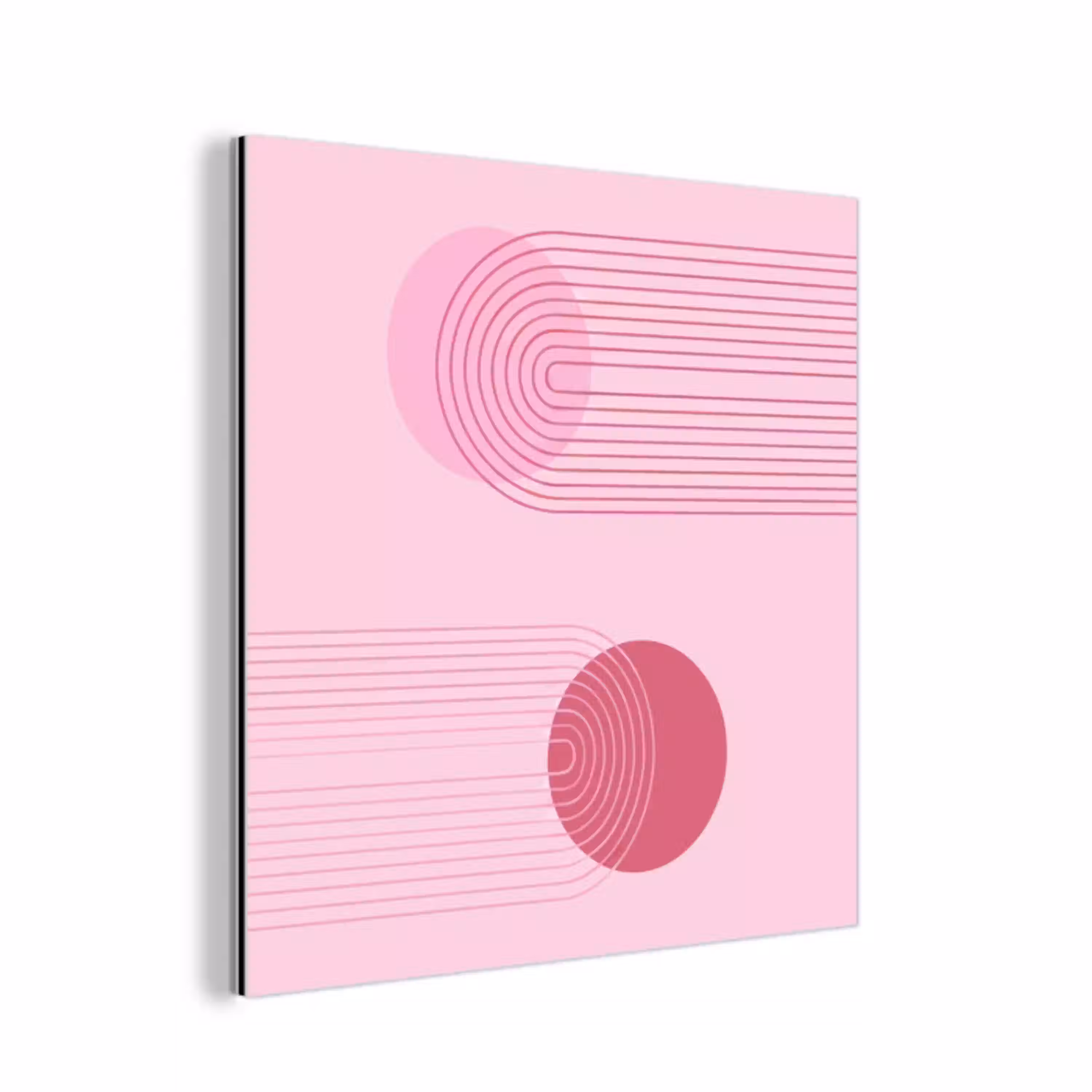 Vormen - Lijnen - Minimalistisch - Roze aluminium wit klein -3d