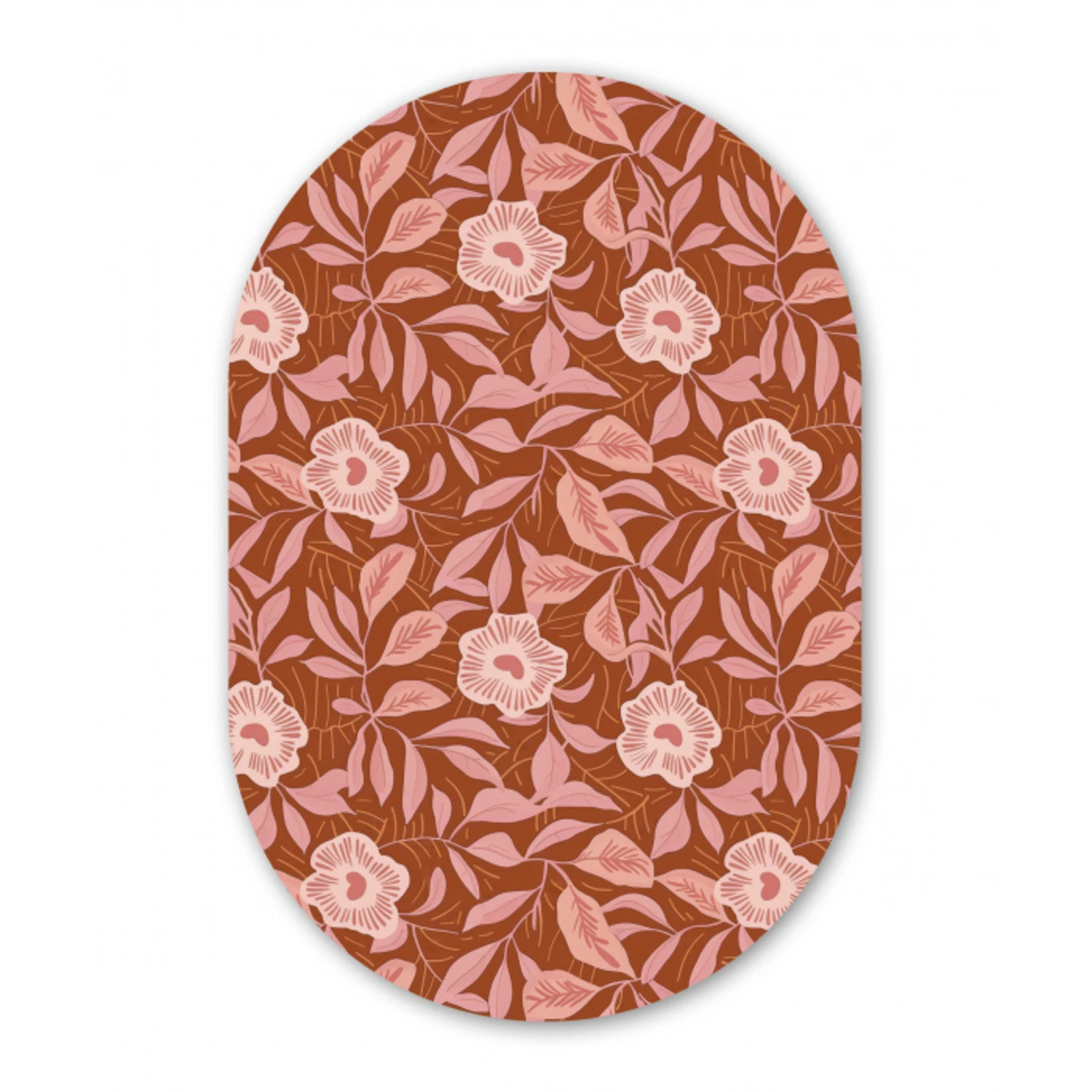 Patroon - Bladeren - Terracotta Wandcirkel Ovaal Forex klein 630 -3d