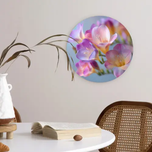 Bloemen - Paars - Overloop - Meeldraden Wandcirkel kunststof plaat 5mm dik klein -sfeer4