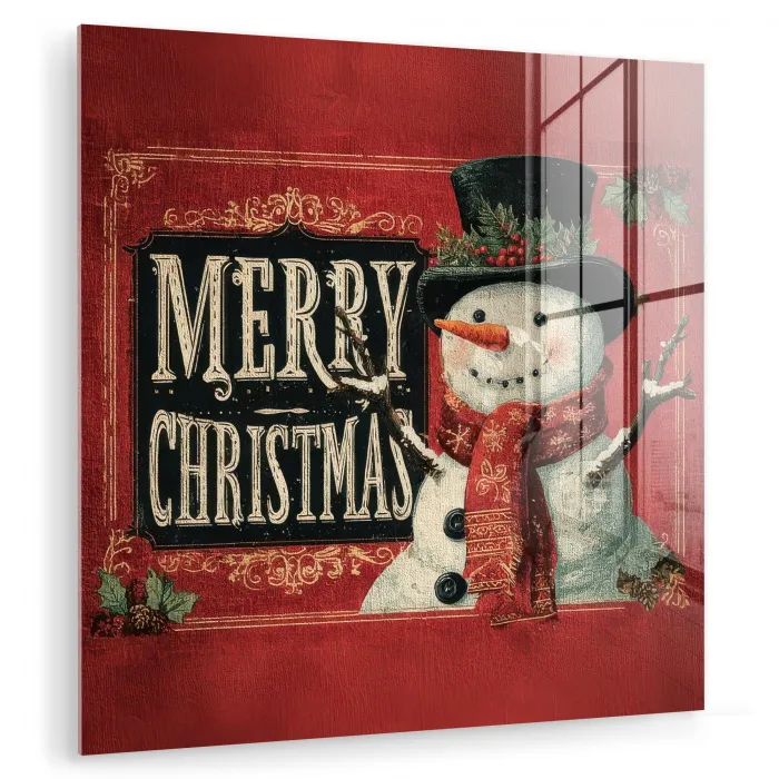 Klassiek - Kerstgroet - Sneeuwpop - Rood plexiglas 5mm klein -zzzproduct_nieuw