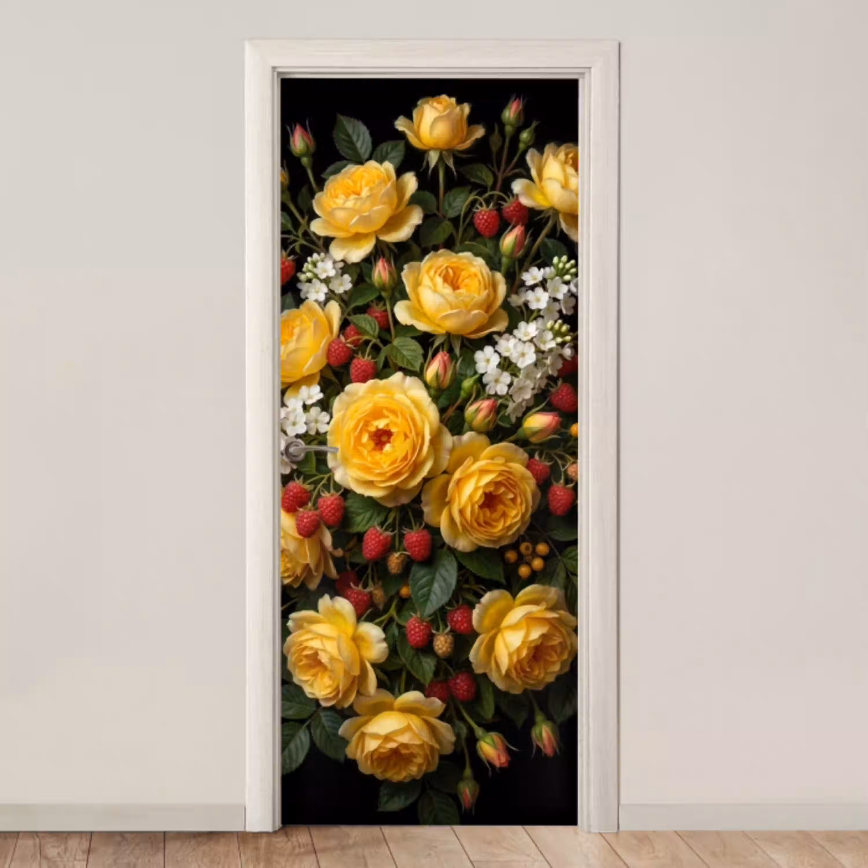 Bloemen - Boeket - Natuur - Klassiek - Geel deurposter klein -3d_beige