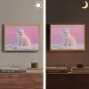 Poolvos - Sneeuw - Roze Light Box met batterij (Wandlamp) middel -sfeer3