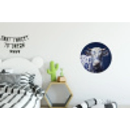 Koe - Delfts - Blauw - Artistiek Wandcirkel aluminium klein -kinderkamer