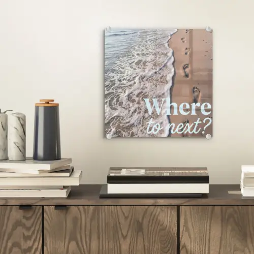 Where to next - Strand - Voetstappen plexiglas 5mm klein -sfeer1