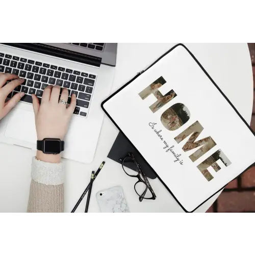 Home - Lettercollage laptophoes neopreen klein -bureau