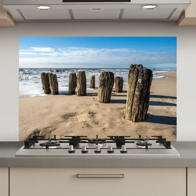 Zand - Strand - Paal - Water - Zomer keuken achterwand spatscherm klein -3d_website
