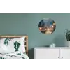 Winterdorp - Sneeuw - Donker Wandcirkel aluminium klein -slaapkamer