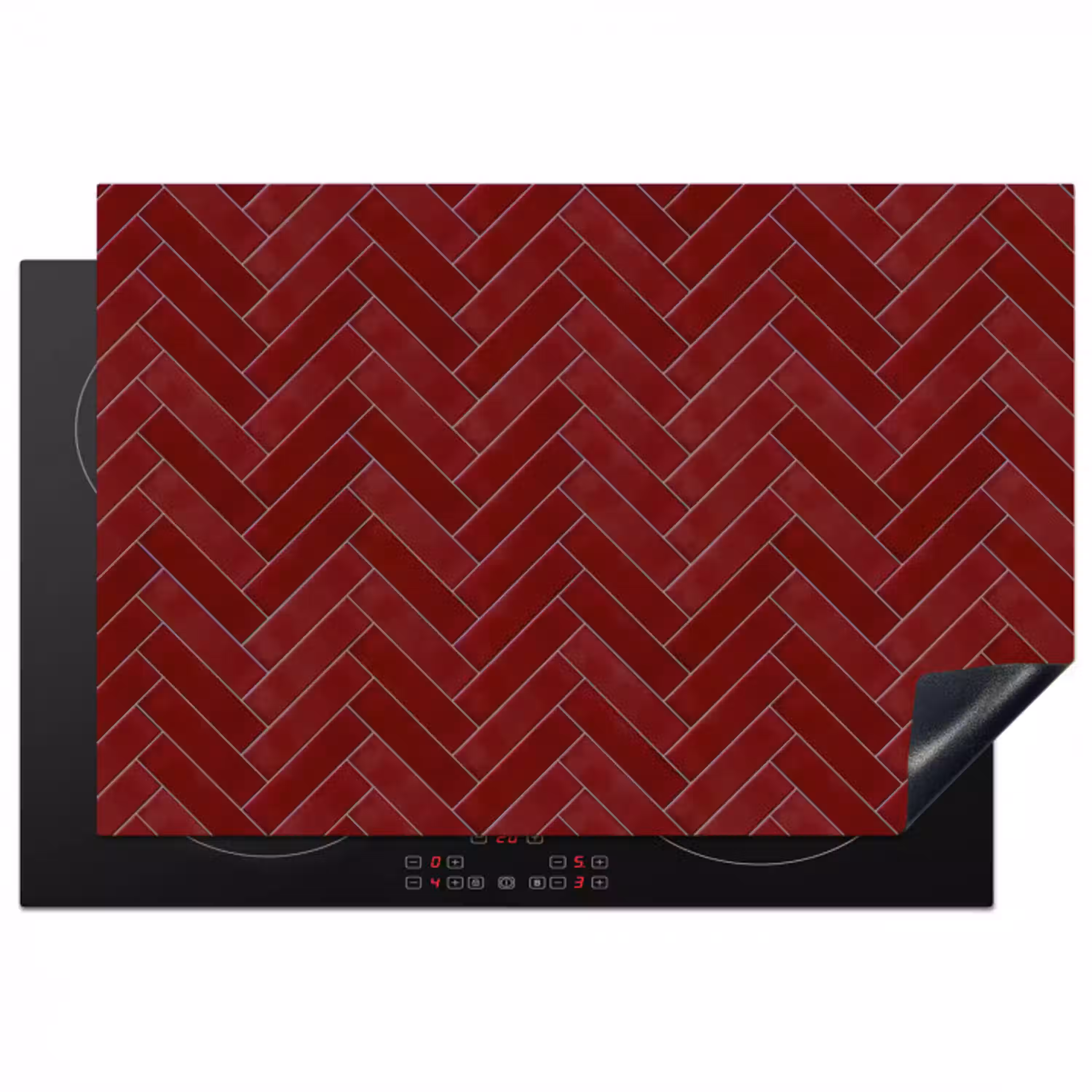 Visgraat - Wandtegel - Bordeaux - Rood Inductie beschermer vinyl 3mm klein 276 -3d