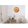 Glazen - Bloem - Oranje Wandcirkel aluminium klein -woonkamer