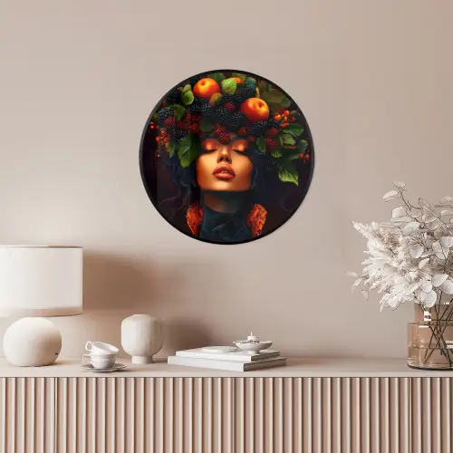 Vrouw - Zwart - Bessen - Bramen - Appels Fotolijst rond zonder passe partout klein -sfeer3