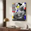 Collage - Mondriaan - Melkmeisje Textielframe - compleet frame klein -sfeer3