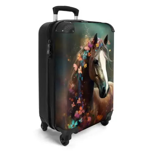 Koffer - Dieren - Paard - Natuur - Vlinder - Bloemen Koffer - NBS - Handbagage middel -productfoto_3d