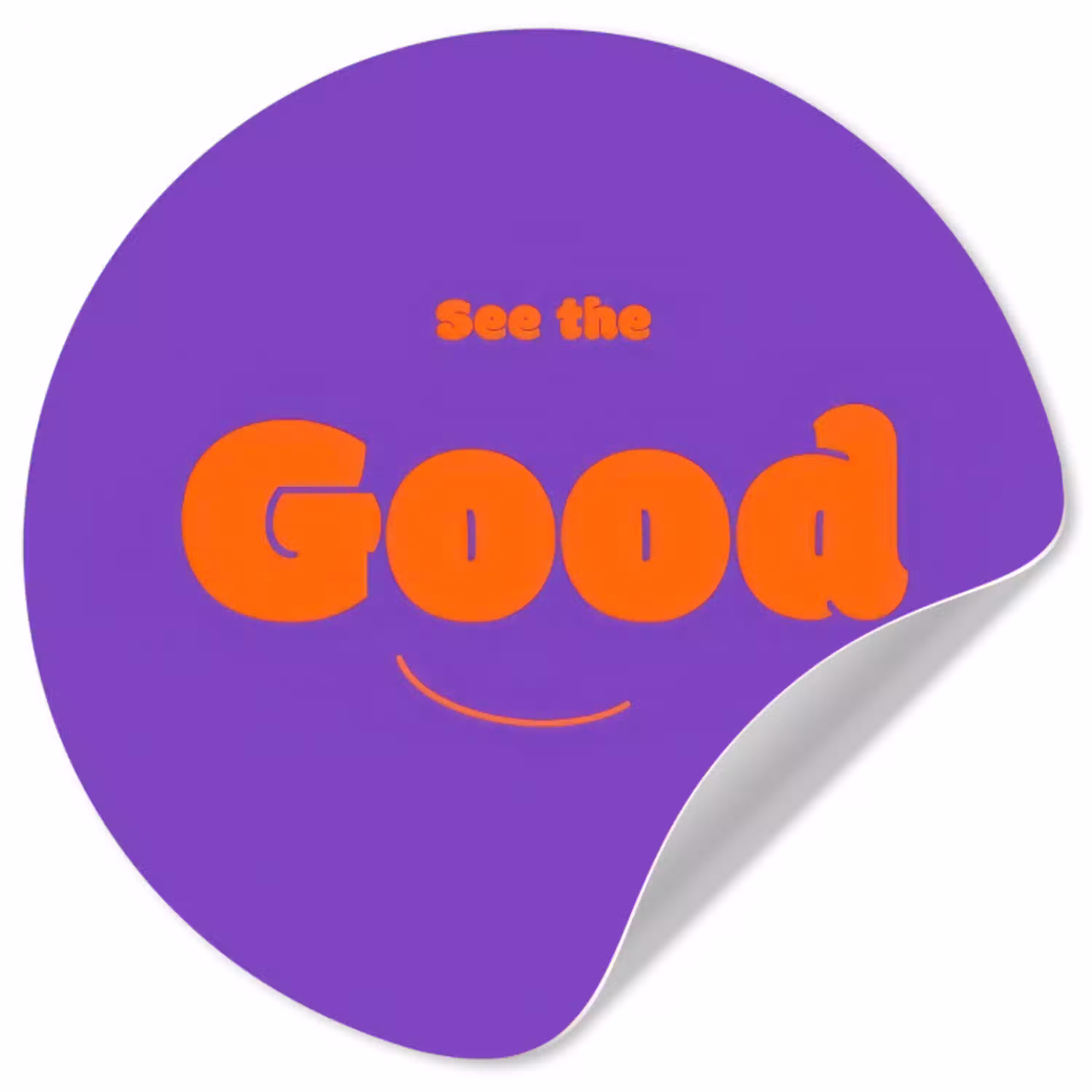 See the good - Oranje - Paars - Smiley Wandcirkel behangsticker klein -3d