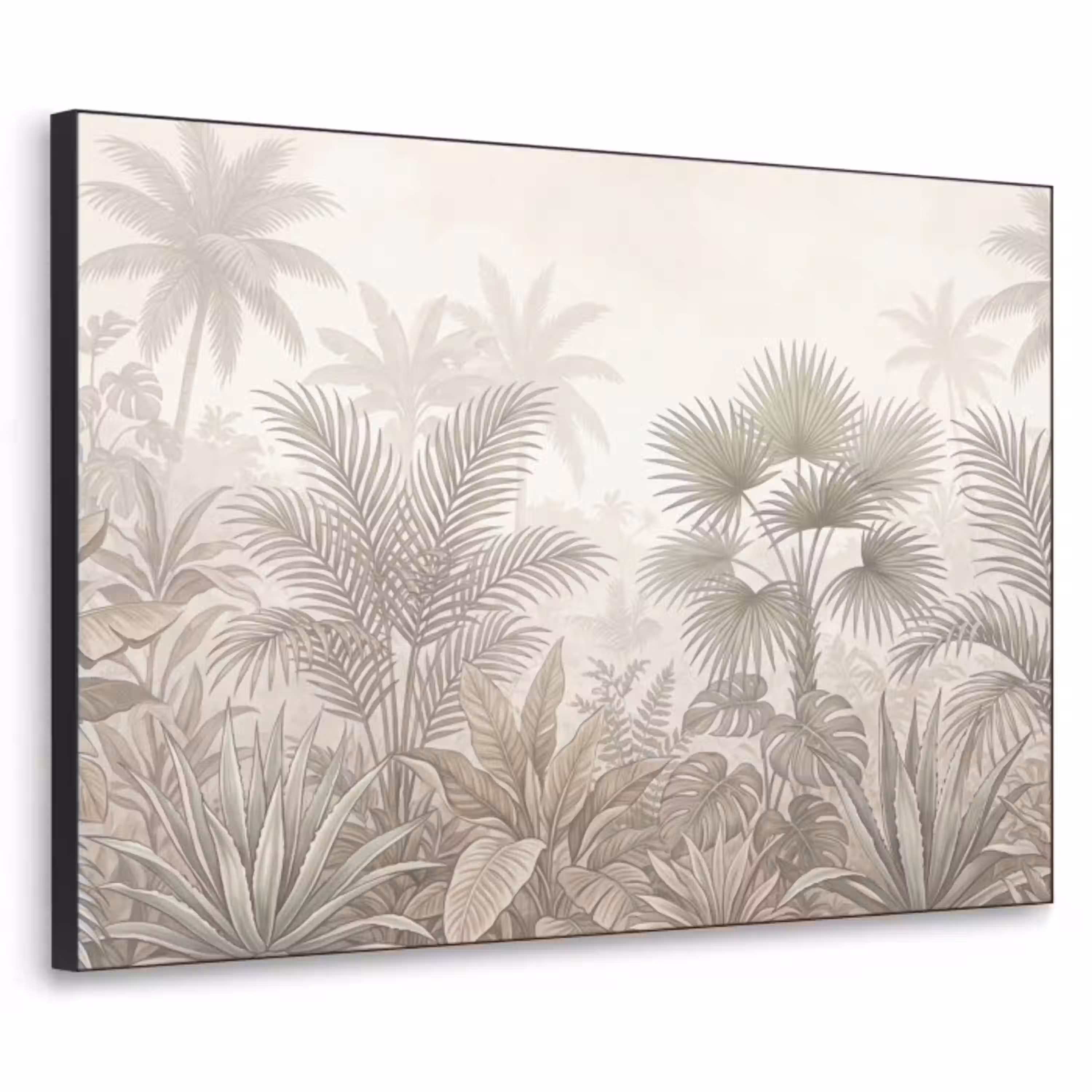 Jungle - Tropisch - Natuur -Vintage - Beige Textielframe zwart klein -3d