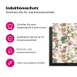 Bloemen - Patroon - Pastel Inductie beschermer vinyl 3mm klein 276 -zzzzzzz-lf-ups