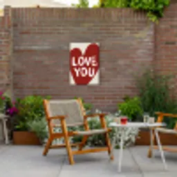 Loveyou - Hart - Rood Tuinposter op houten frame 2 cm dik klein -sfeer3