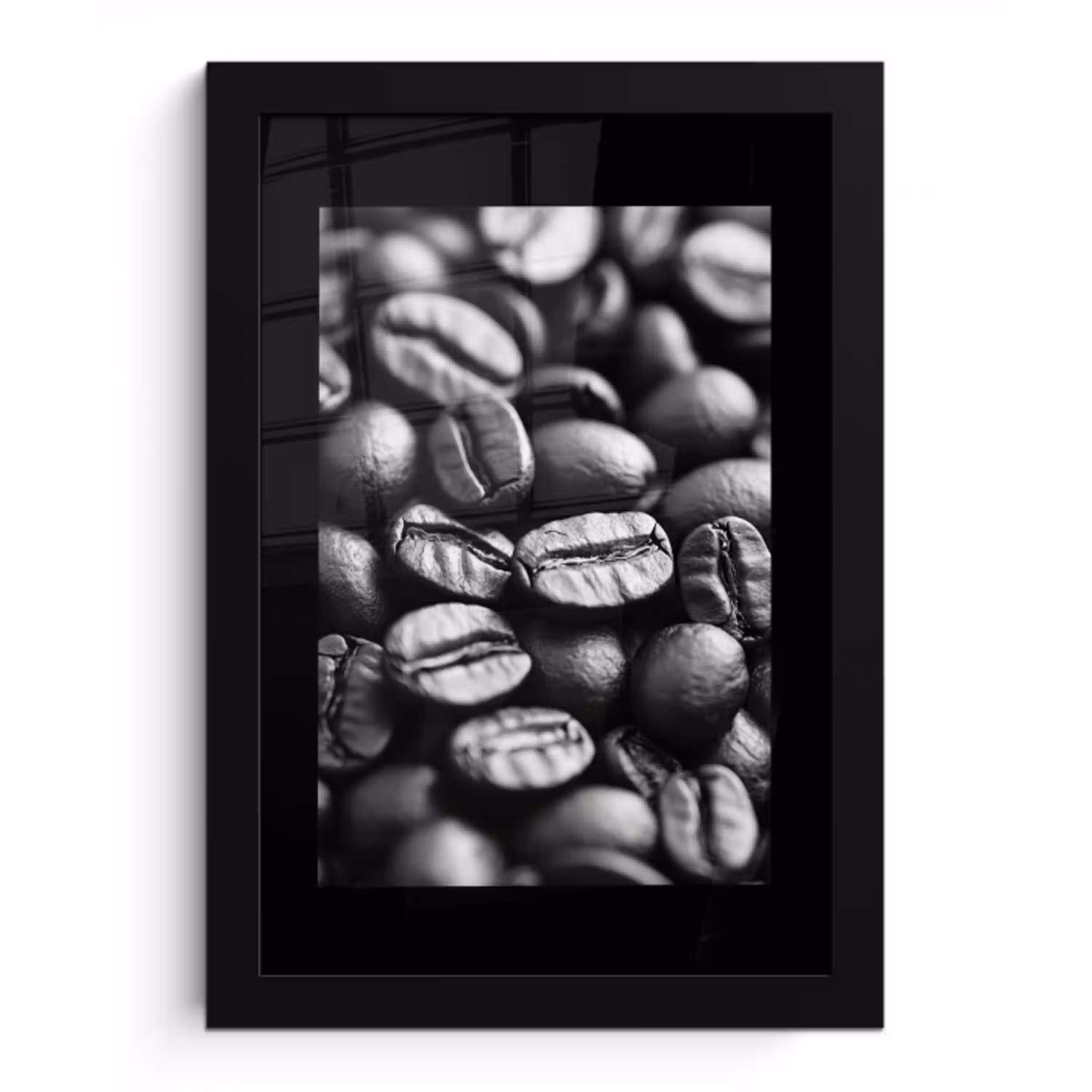 Koffiebonen - Zwart - Vintage fotolijst zwart zonder passe partout klein -3d