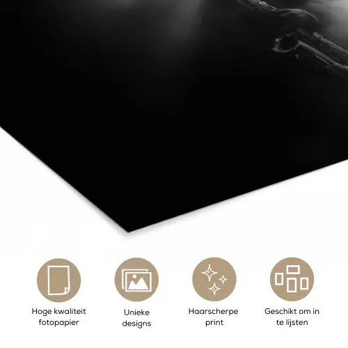 Saxofonisten - Hoeden - Rook - Licht poster papier klein -closeup_NL