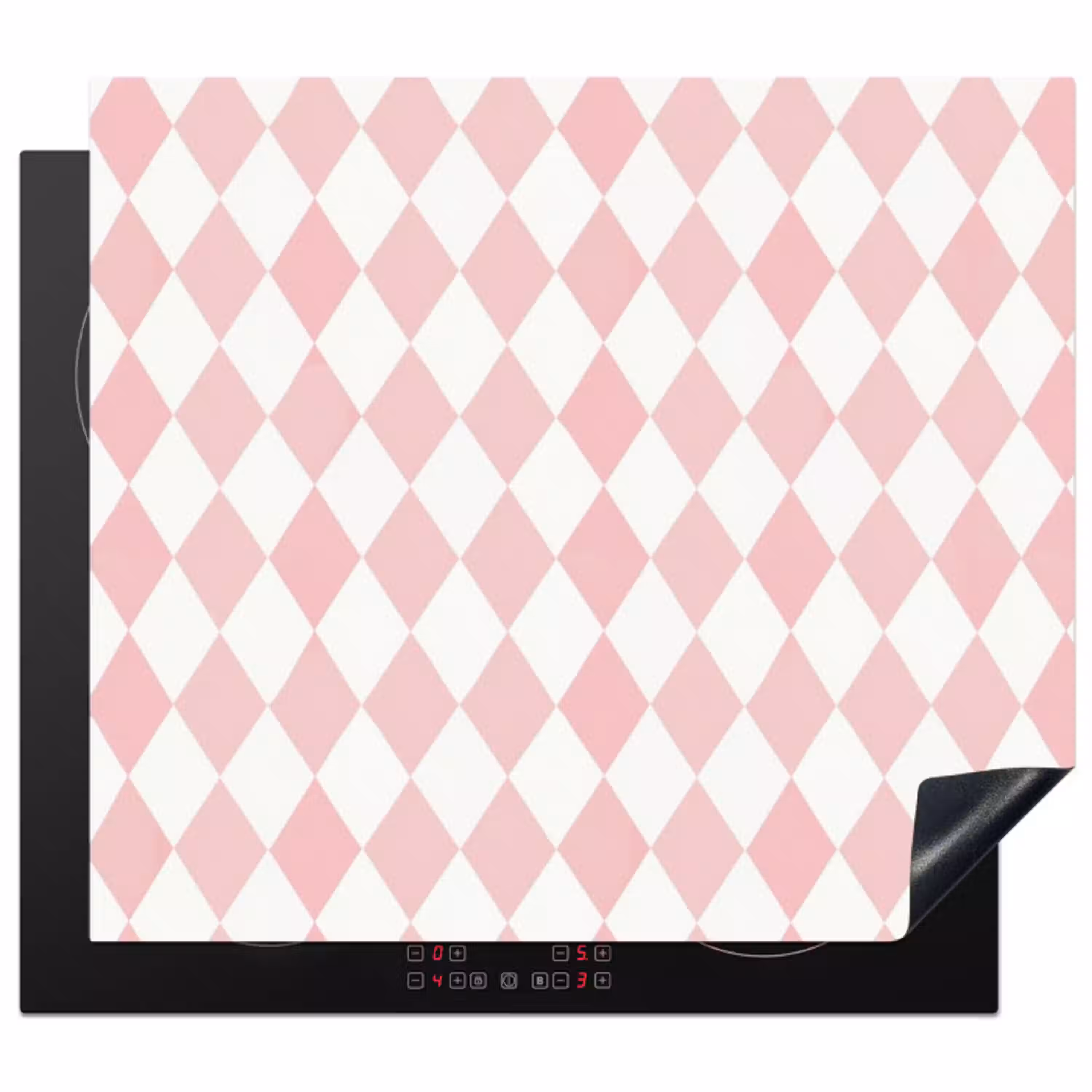 Lichtroze - Ruiten - Geometrisch - Patroon Inductie beschermer vinyl 3mm middel 274 -3d