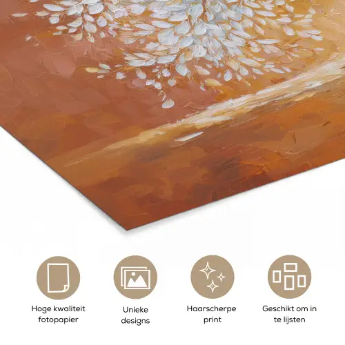 Abstract - Boom - Wit - Bladeren poster papier klein -closeup_NL