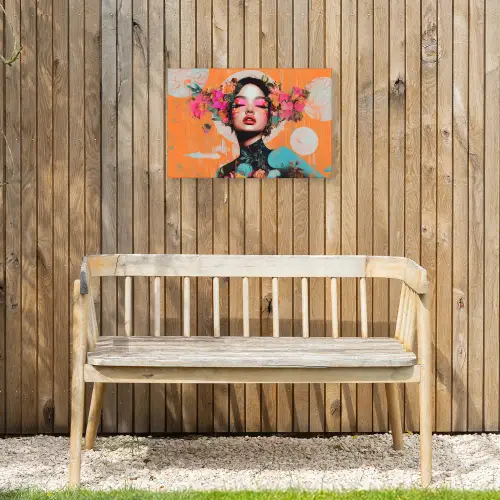 Portret - Vrouw - Abstract - Bloemen Tuinposter op houten frame 2 cm dik klein -sfeer4