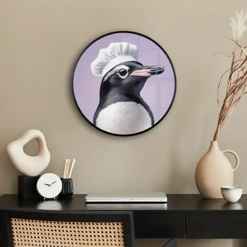Pinguïn - Koksmuts - Lief - Paars Fotolijst rond zonder passe partout klein -sfeer1
