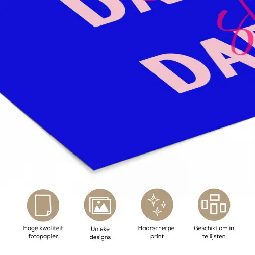 Blauw - Daddy's - Blokletters poster papier klein -closeup_NL