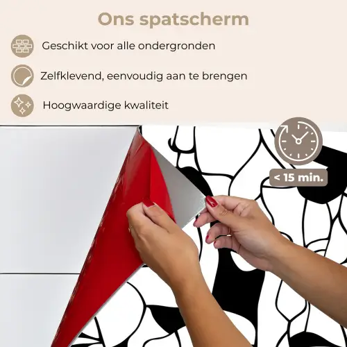 Lijnen - Gezichten - Zwart - Wit keuken achterwand spatscherm klein 900 -spatscherm_NL