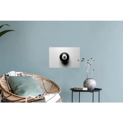 Biljartbal - Getal - Acht - Wit Muursticker klein -plant