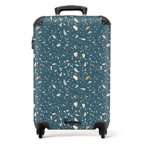 Terrazzo patroon groen met pastel NBS - Handbagage koffer - Kinderen Unisex middel -productfoto_recht