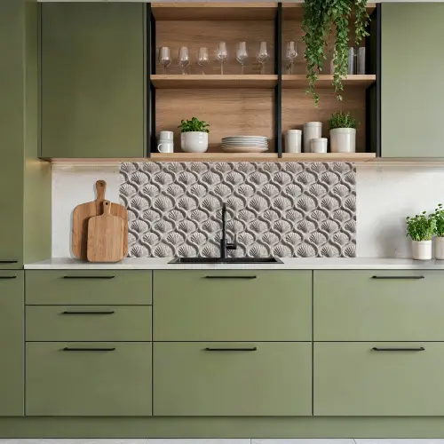 Zand - Schelpenvorm - Grijs keuken achterwand 2 middel 871 -sfeer3