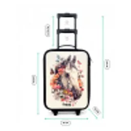 Wit paardenhoofd omringd door bloemen en vlinders Kinderkoffer - Zwart klein -productfoto_formaten