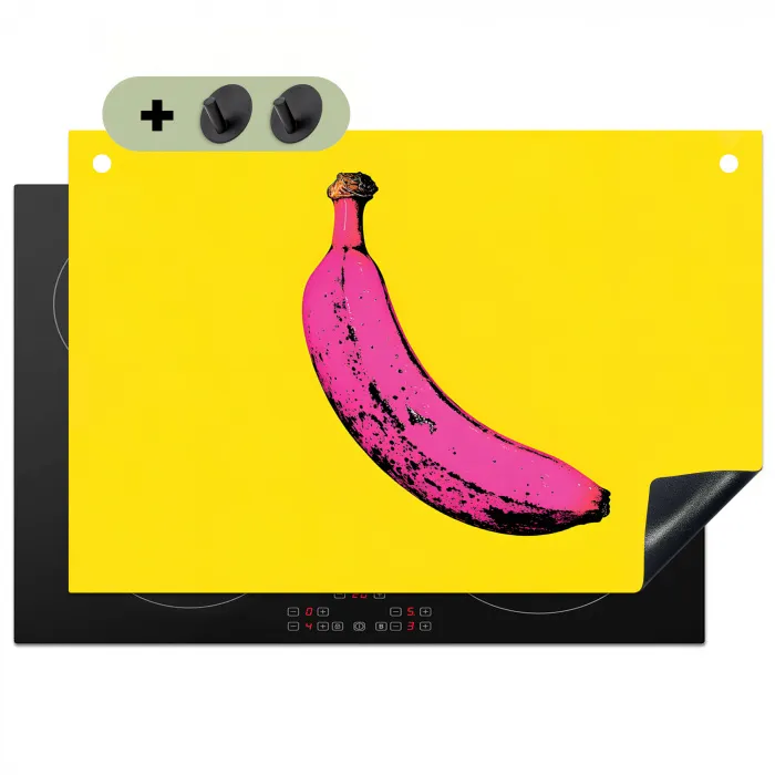 Banaan - Grafisch - Geel Inductie beschemer met haakjes klein -3d
