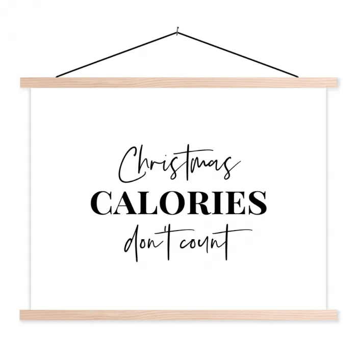 Kerst quote - Winter - Christmas calories - Wit textielposter latten blank klein -3d